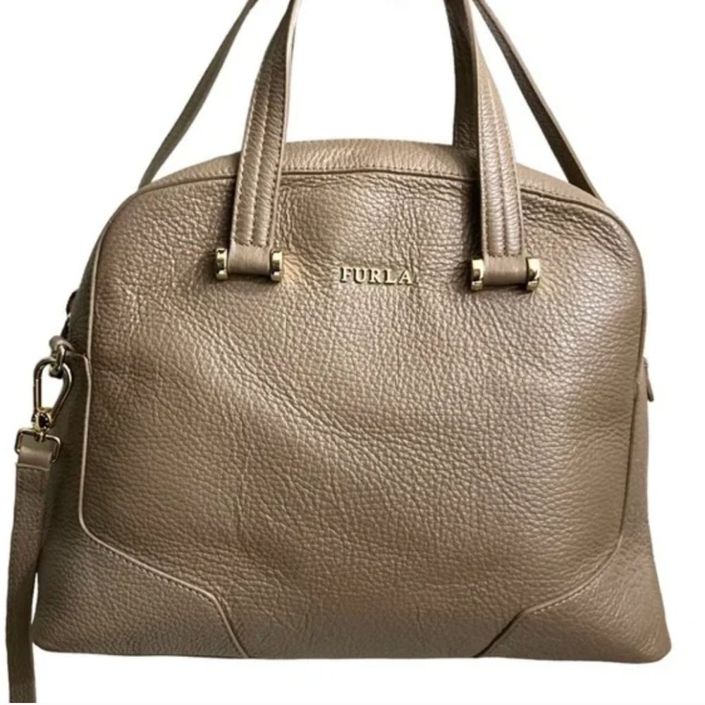 Furla taupe leather two way bag